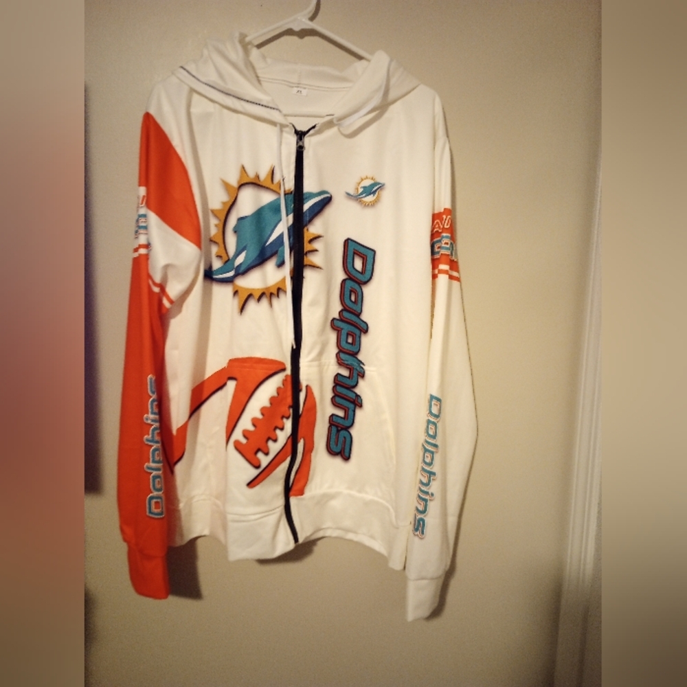 White and Orange Dolphins Lightweight Jacket